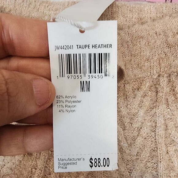 Jason Wu Women's Med Cable Knit Drawstring Wide Leg Pants Comfort Taupe Heather - Picture 6 of 6